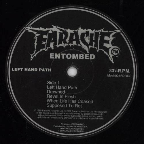 Entombed Left Hand Path + Inner - EX vinyl LP album (LP record) UK ENTLPLE817680