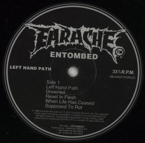 Entombed Left Hand Path vinyl LP album (LP record) UK ENTLPLE868517