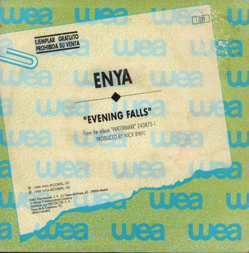 Enya Evening Falls - WEA Sleeve 7" vinyl single (7 inch record / 45) Spanish ENY07EV666617
