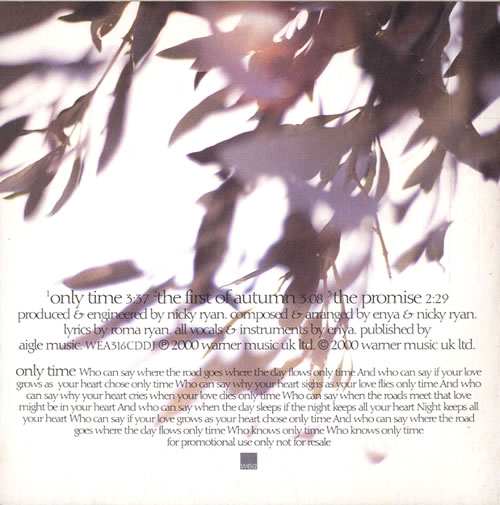 Enya Only Time CD single (CD5 / 5") UK ENYC5ON167773