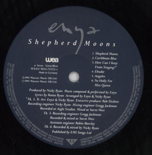 Enya Shepherd Moons - VG vinyl LP album (LP record) UK ENYLPSH783841