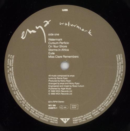 Enya Watermark - EX vinyl LP album (LP record) UK ENYLPWA627731