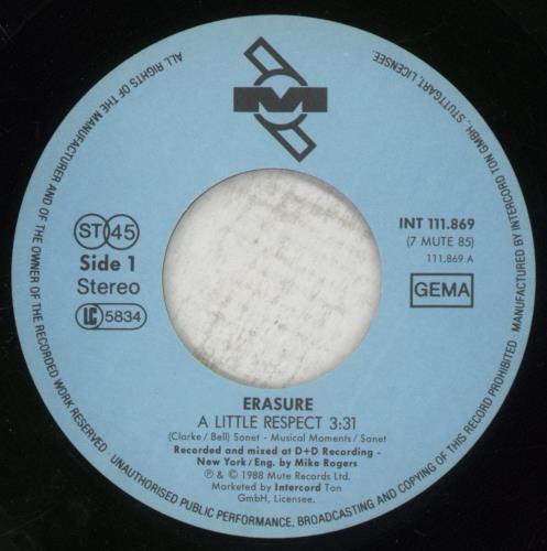 Erasure A Little Respect + Press Sheet 7" vinyl single (7 inch record / 45) German ERA07AL880644