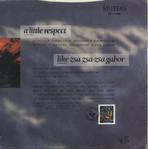 Erasure A Little Respect + Press Sheet 7" vinyl single (7 inch record / 45) German ERA07AL880644