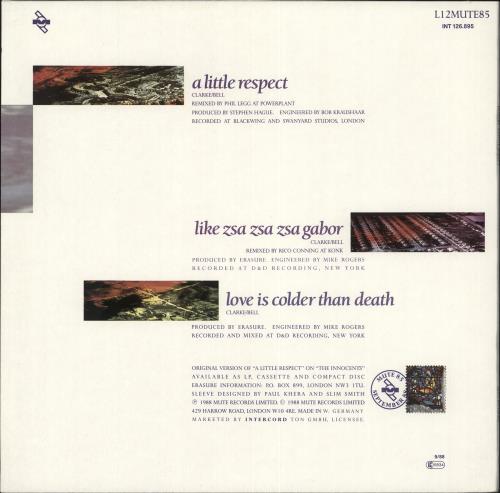 Erasure A Little Respect - Remix 12" vinyl single (12 inch record / Maxi-single) German ERA12AL707113