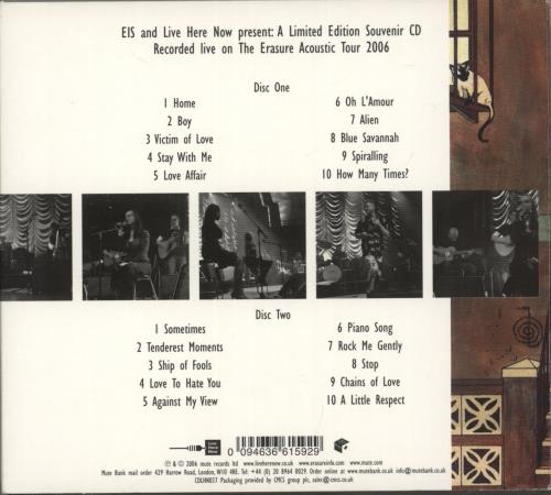 Erasure Acoustic Live 2 CD album set (Double CD) UK ERA2CAC877014
