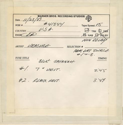 Erasure Blue Savannah Reel to Reel US ERARRBL391874