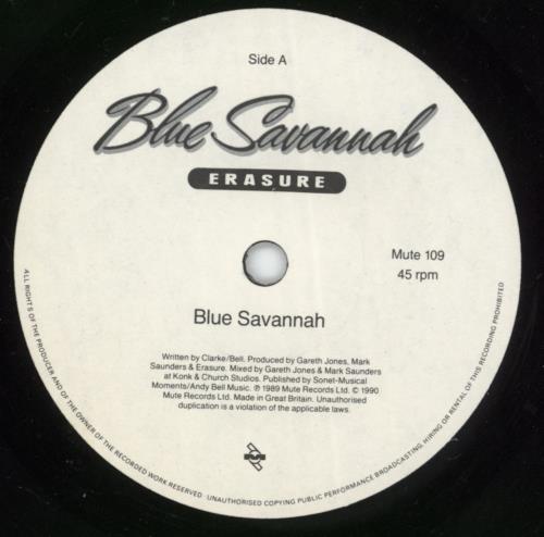 Erasure Blue Savannah 7" vinyl single (7 inch record / 45) UK ERA07BL49363