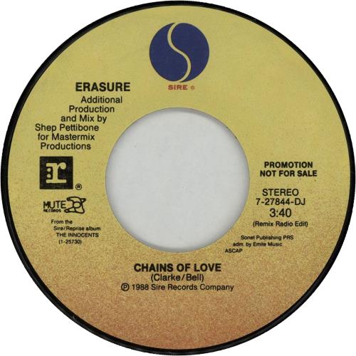 Erasure Chains Of Love - Remix Radio Edit 7" vinyl single (7 inch record / 45) US ERA07CH07380