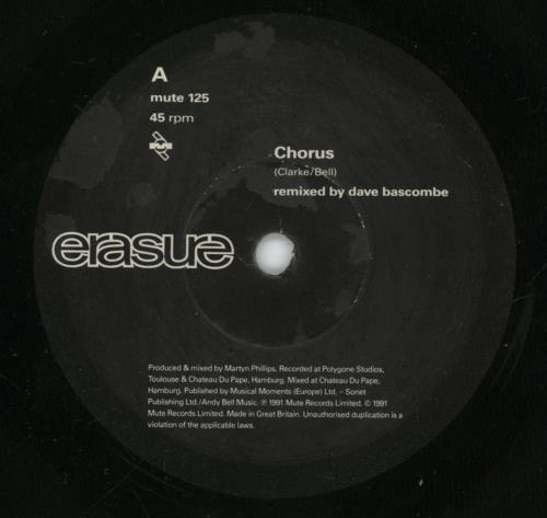 Erasure Chorus 7" vinyl single (7 inch record / 45) UK ERA07CH109947