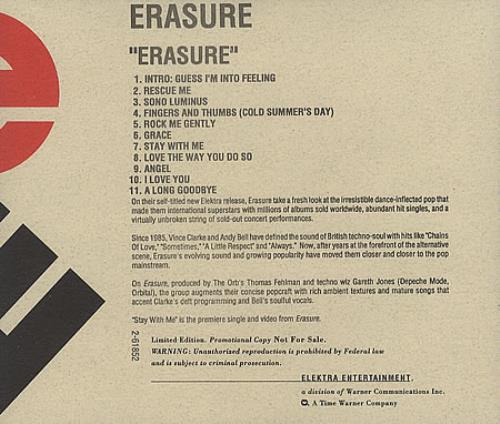 Erasure Erasure CD album (CDLP) US ERACDER56392