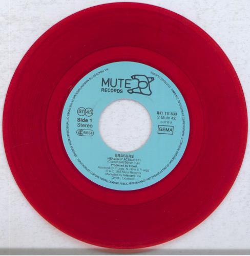 Erasure Heavenly Action - Red Vinyl 7" vinyl single (7 inch record / 45) German ERA07HE45653