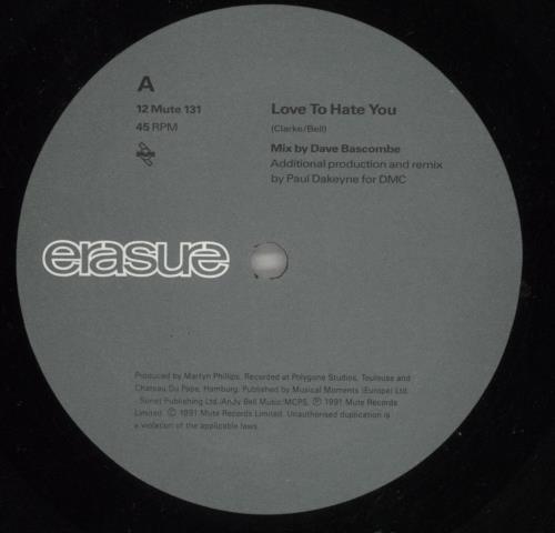 Erasure Love To Hate You 12" vinyl single (12 inch record / Maxi-single) UK ERA12LO177722
