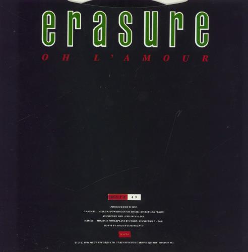 Erasure Oh L'amour - picture sleeve 7" vinyl single (7 inch record / 45) UK ERA07OH826091