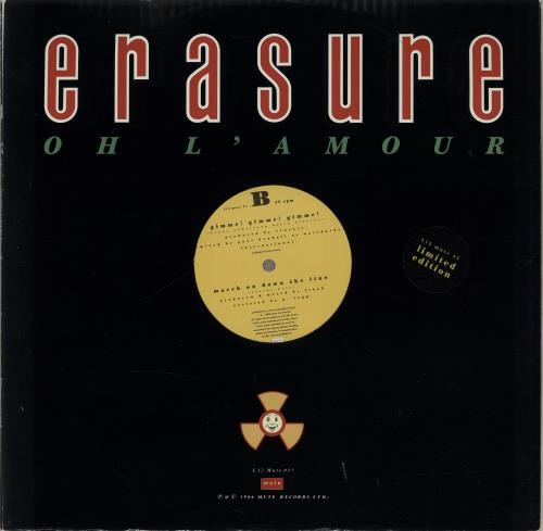 Erasure Oh L'amour - Stickered sleeve 12" vinyl single (12 inch record / Maxi-single) UK ERA12OH02591