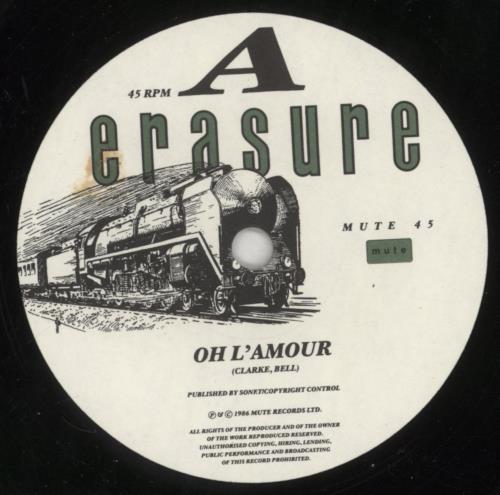 Erasure Oh L'amour 7" vinyl single (7 inch record / 45) UK ERA07OH02535