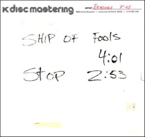 Erasure Ship Of Fools acetate US ERAATSH211320