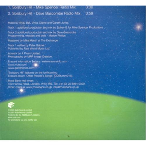Erasure Solsbury Hill CD single (CD5 / 5") UK ERAC5SO235370
