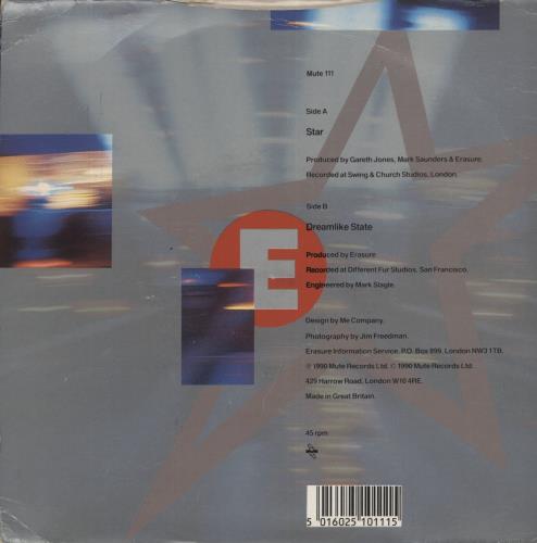 Erasure Star 7" vinyl single (7 inch record / 45) UK ERA07ST109945
