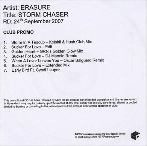 Erasure Storm Chaser - Club Promo CD-R acetate UK ERACRST416150