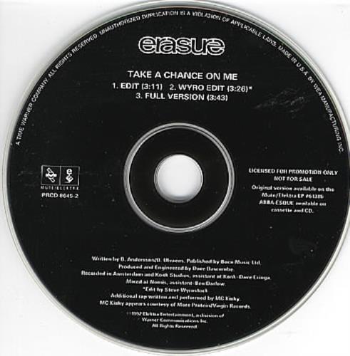Erasure Take A Chance On Me CD single (CD5 / 5") US ERAC5TA09432