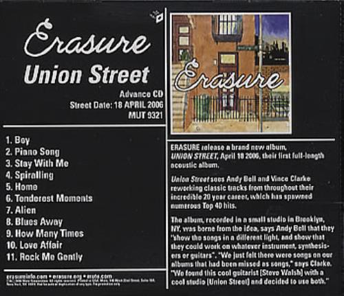 Erasure Union Street CD album (CDLP) US ERACDUN362176