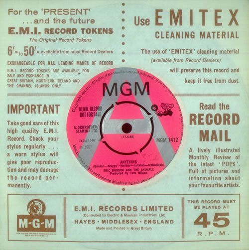 Eric Burdon & The Animals Monterey - A Label 7" vinyl single (7 inch record / 45) UK EBA07MO545819