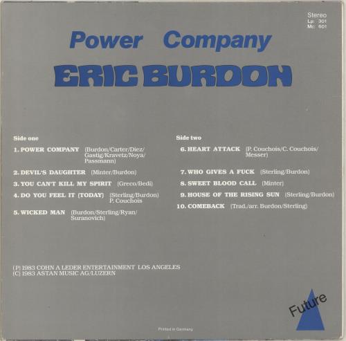 Eric Burdon Power Company vinyl LP album (LP record) German ERBLPPO703379