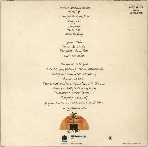 Eric Burdon Sun Secrets vinyl LP album (LP record) UK ERBLPSU692578