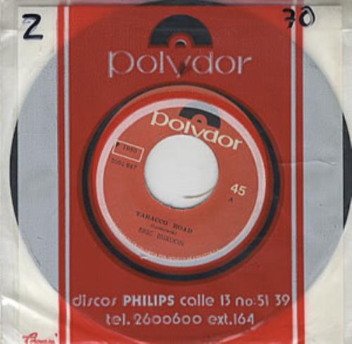 Eric Burdon Tabacco Road 7" vinyl single (7 inch record / 45) Colombian ERB07TA321505