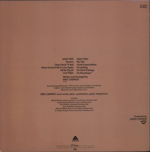 Eric Carmen All By Myself vinyl LP album (LP record) UK ECALPAL284586