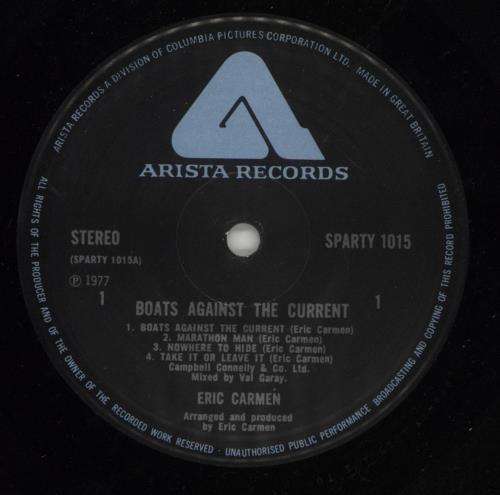 Eric Carmen Boats Against The Current vinyl LP album (LP record) UK ECALPBO304434