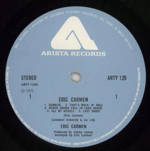 Eric Carmen Eric Carmen - Hype Sticker vinyl LP album (LP record) UK ECALPER876265