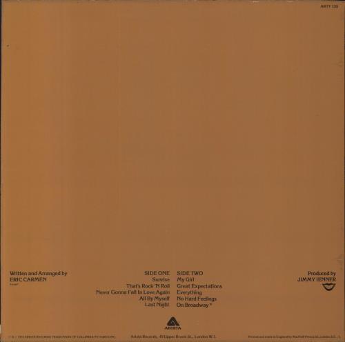 Eric Carmen Eric Carmen vinyl LP album (LP record) UK ECALPER814902