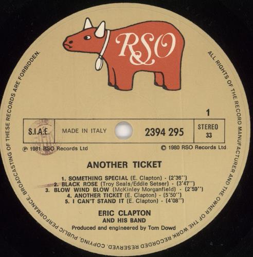 Eric Clapton Another Ticket vinyl LP album (LP record) Italian CLPLPAN727277