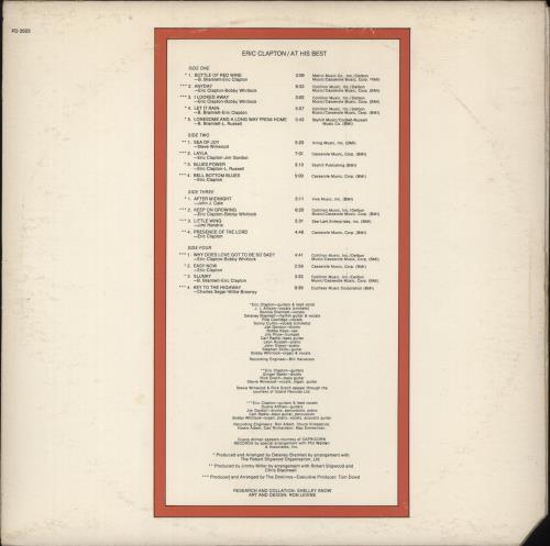 Eric Clapton At His Best 2-LP vinyl record set (Double LP Album) US CLP2LAT609652