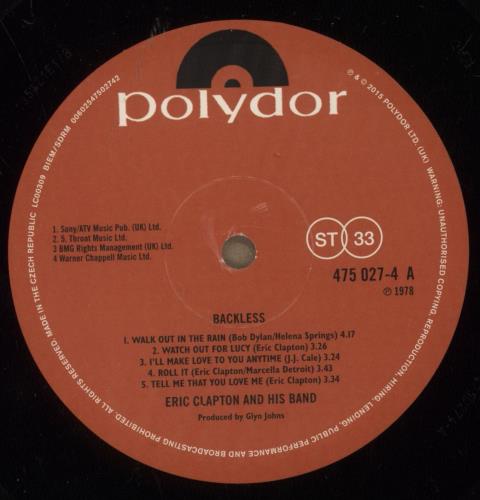 Eric Clapton Backless - 180 gram vinyl LP album (LP record) UK CLPLPBA888332