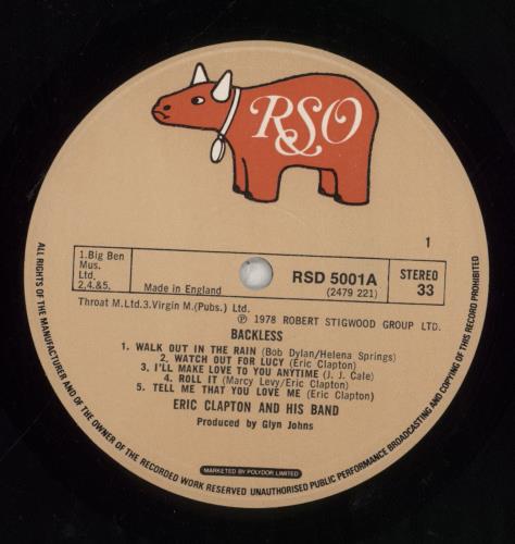 Eric Clapton Backless vinyl LP album (LP record) UK CLPLPBA542184