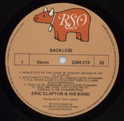 Eric Clapton Backless vinyl LP album (LP record) Australian CLPLPBA831967