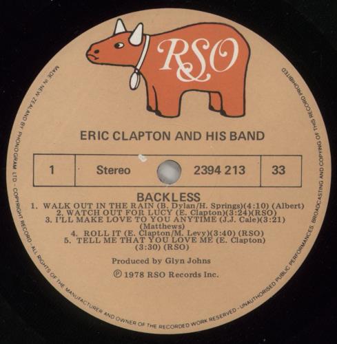 Eric Clapton Backless vinyl LP album (LP record) New Zealand CLPLPBA889789