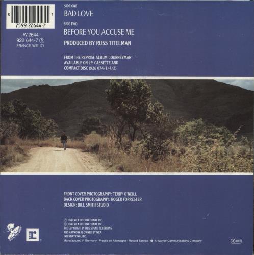 Eric Clapton Bad Love 7" vinyl single (7 inch record / 45) German CLP07BA875438