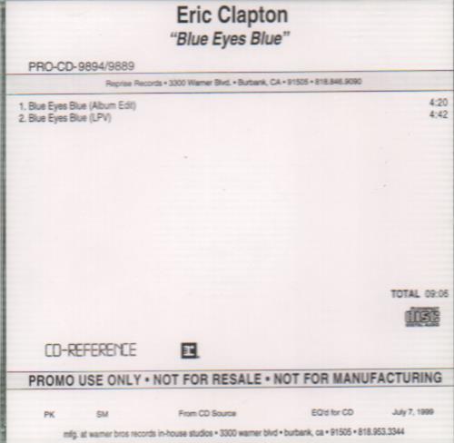Eric Clapton Blue Eyes Blue - Album Edit & LPV Version CD-R acetate US CLPCRBL143181