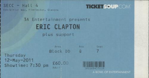 Eric Clapton Clapton 2011 - Ticket Stub tour programme UK CLPTRCL847405