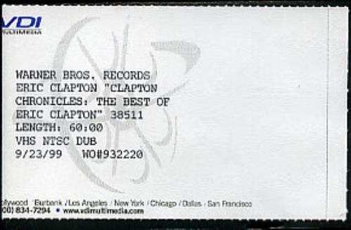 Eric Clapton Clapton Chronicles video (VHS or PAL or NTSC) US CLPVICL146450