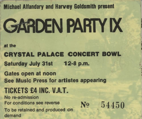 Eric Clapton Garden Party Ix tour programme UK CLPTRGA112500