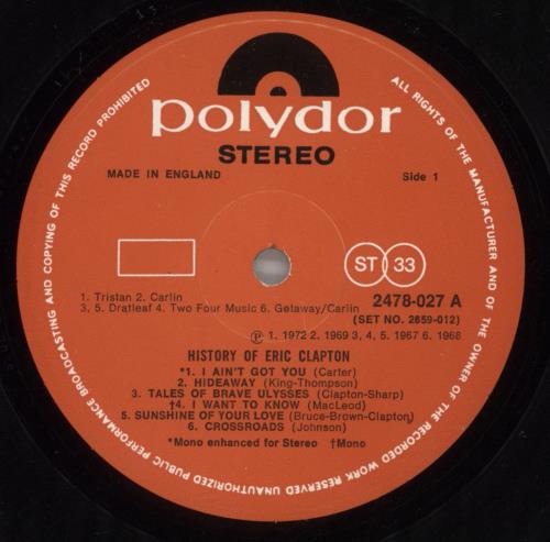 Eric Clapton History Of Eric Clapton - Stickered - EX 2-LP vinyl record set (Double LP Album) UK CLP2LHI764634