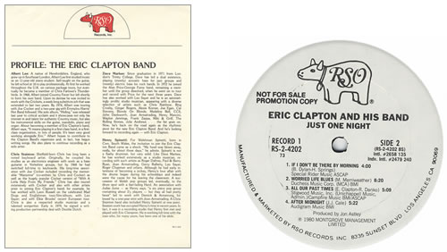 Eric Clapton Just One Night + Press Release 2-LP vinyl record set (Double LP Album) US CLP2LJU404019