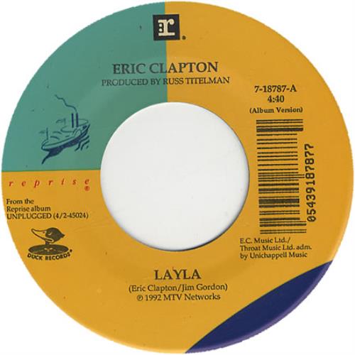 Eric Clapton Layla - Unplugged 7" vinyl single (7 inch record / 45) US CLP07LA201277