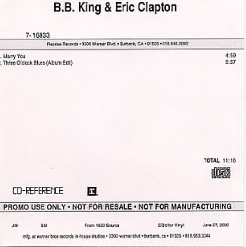 Eric Clapton Marry You CD-R acetate US CLPCRMA173815
