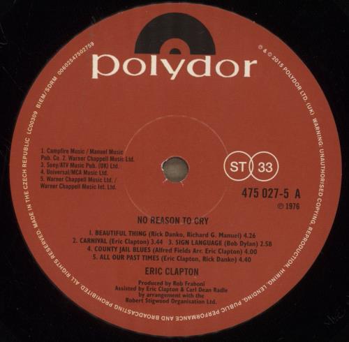 Eric Clapton No Reason To Cry - EX vinyl LP album (LP record) UK CLPLPNO888339